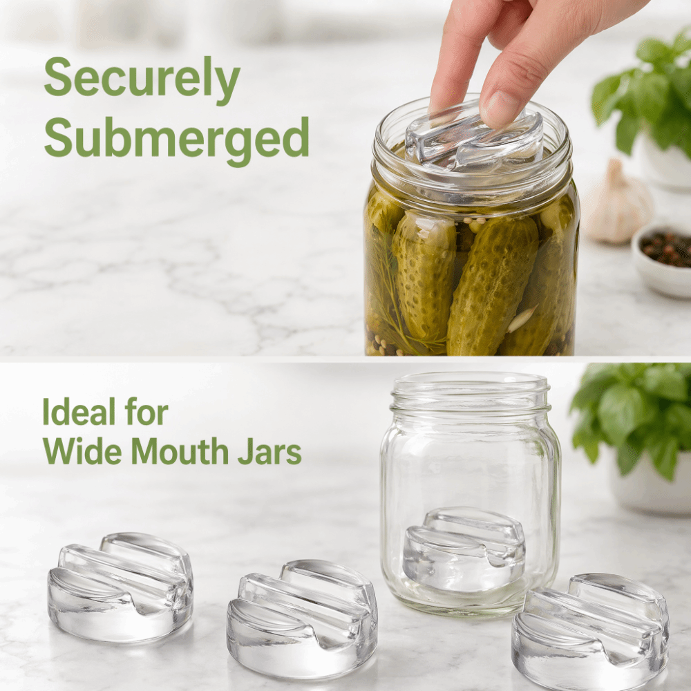 Fermentation Crock - Fermented Glass Weights with Handle Clear