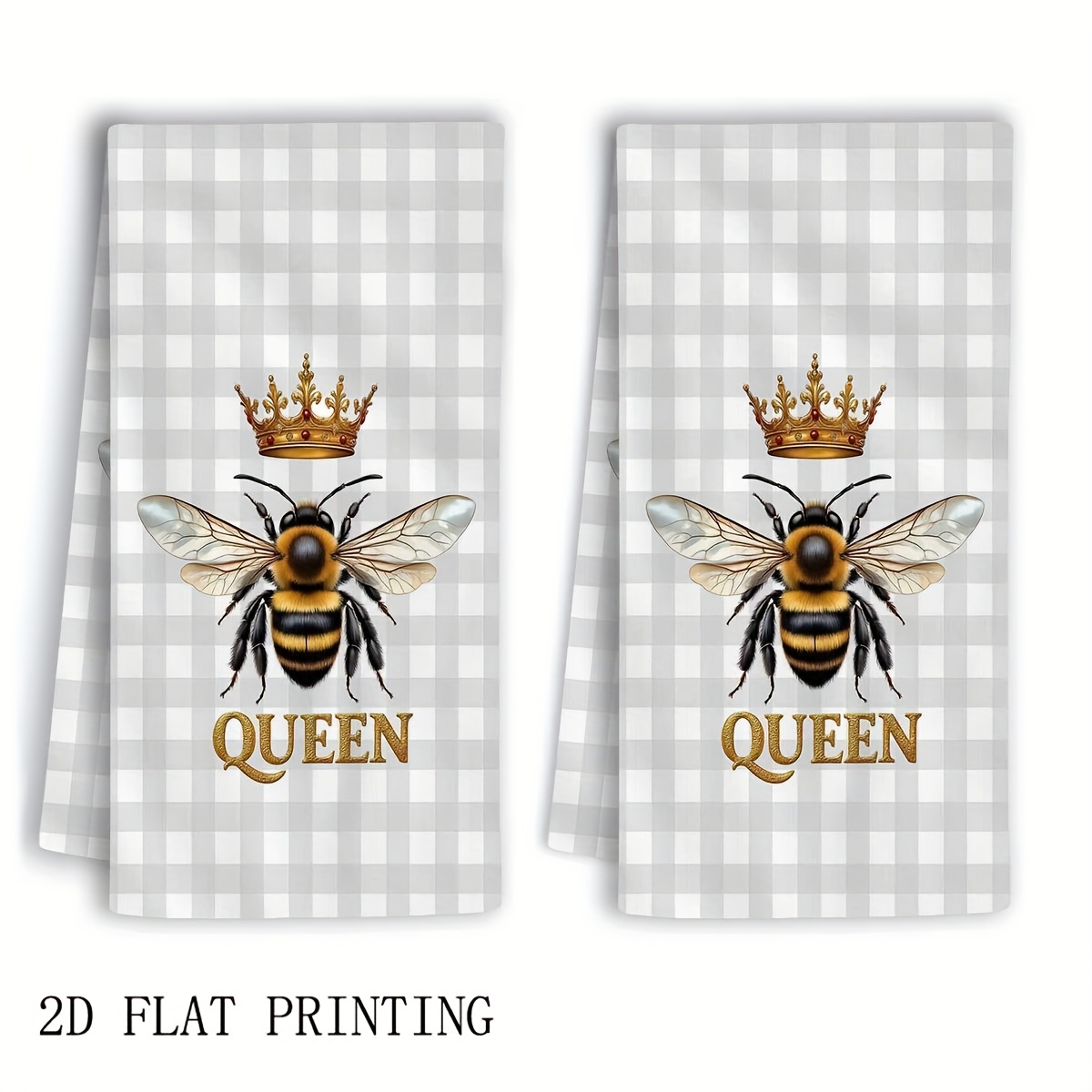 2Pcs, Plaid Queen Bee Garden K - Home Cooking Queen review and price