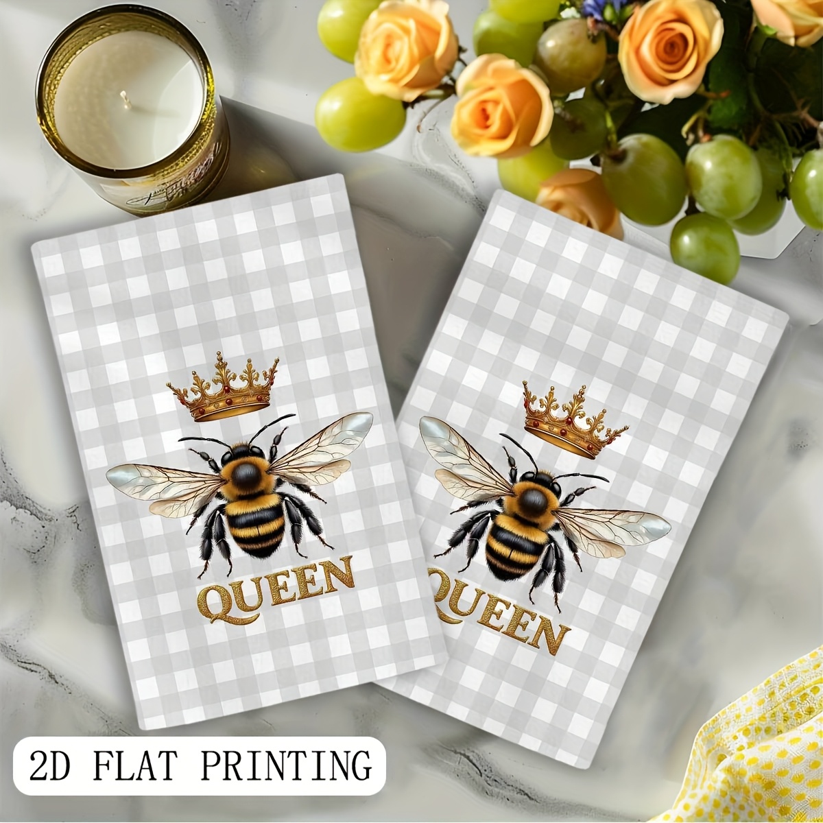 2Pcs, Plaid Queen Bee Garden K - Home Cooking Queen review and price